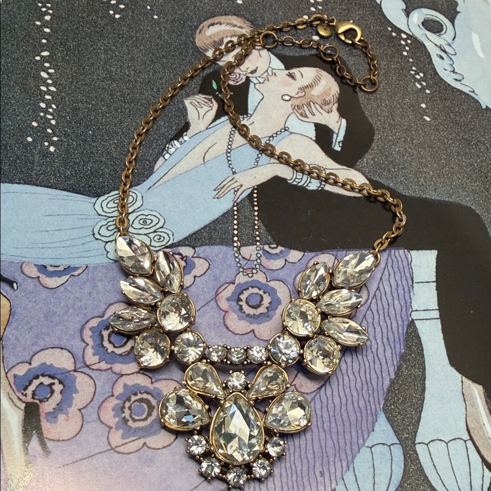 J. CREW Elegant Gold and Silver Crystal Necklace